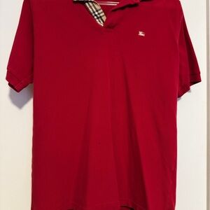 Men's Red Burberry Polo Shirt